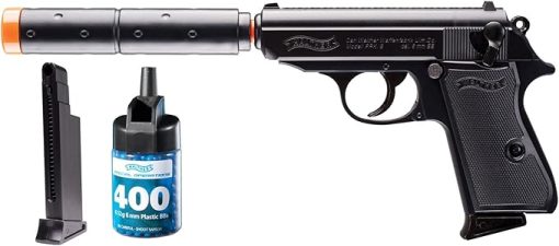 Umarex Elite Force Walther PPK/S 6mm BB Pistol Airsoft Gun Operative Kit - Includes 400 BBS and Extra Mag, Black